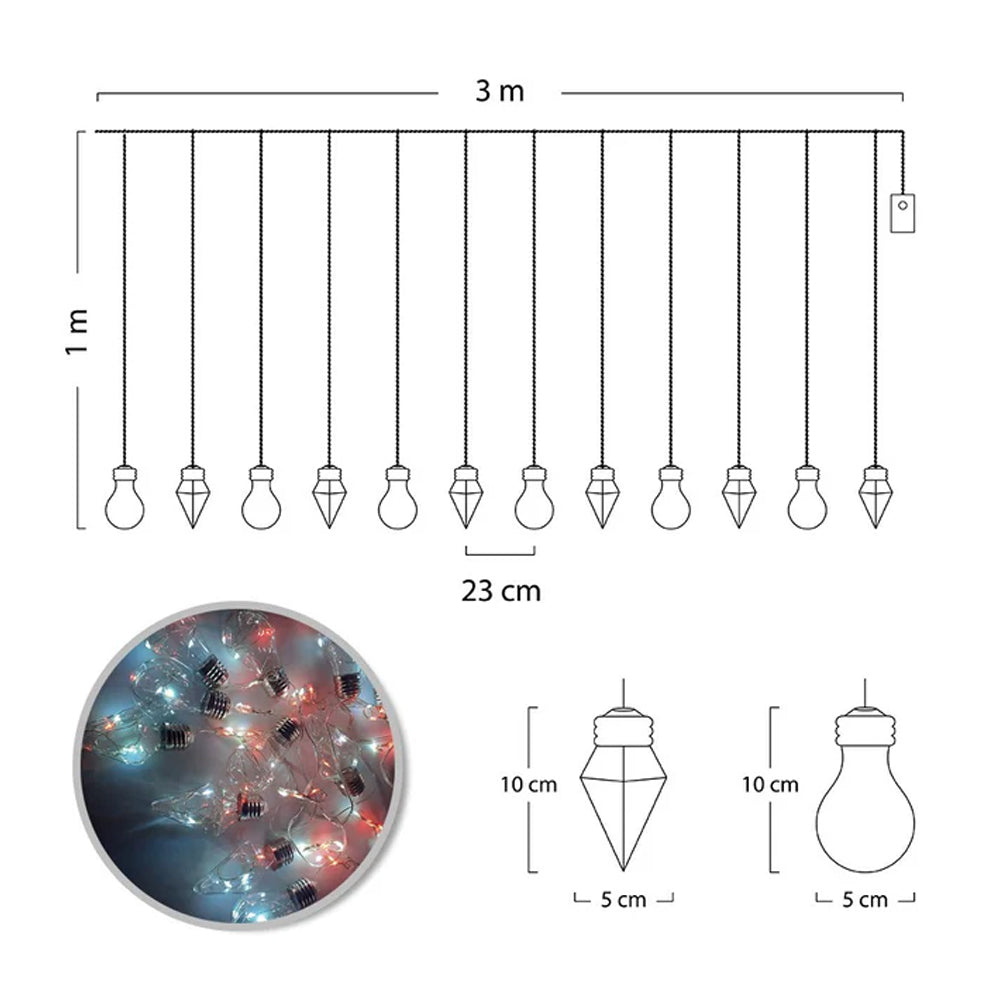 CORTINA DE LUZ LED NAVIDAD 3X1 MTS